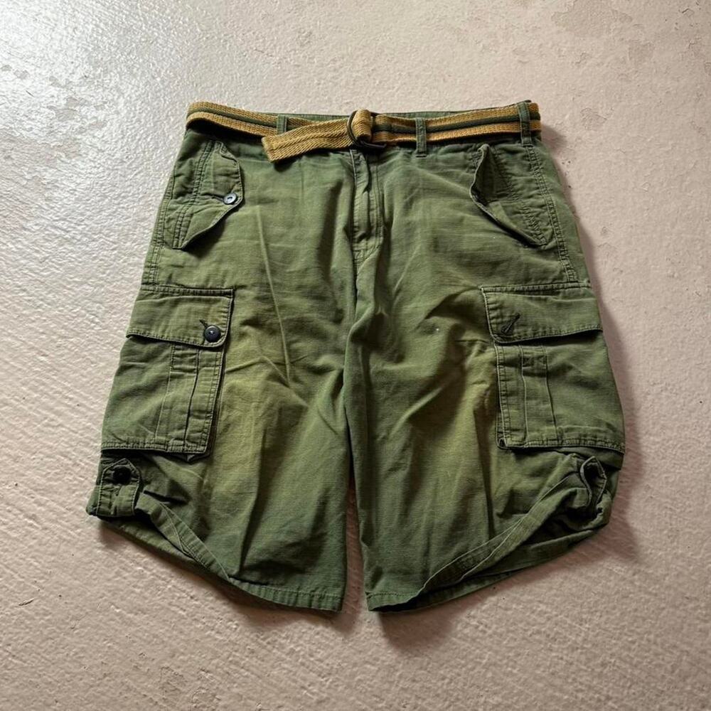Vintage Rocawear Y2K Baggy Green Men's 36" Faded Cargo Shorts Hip Hop